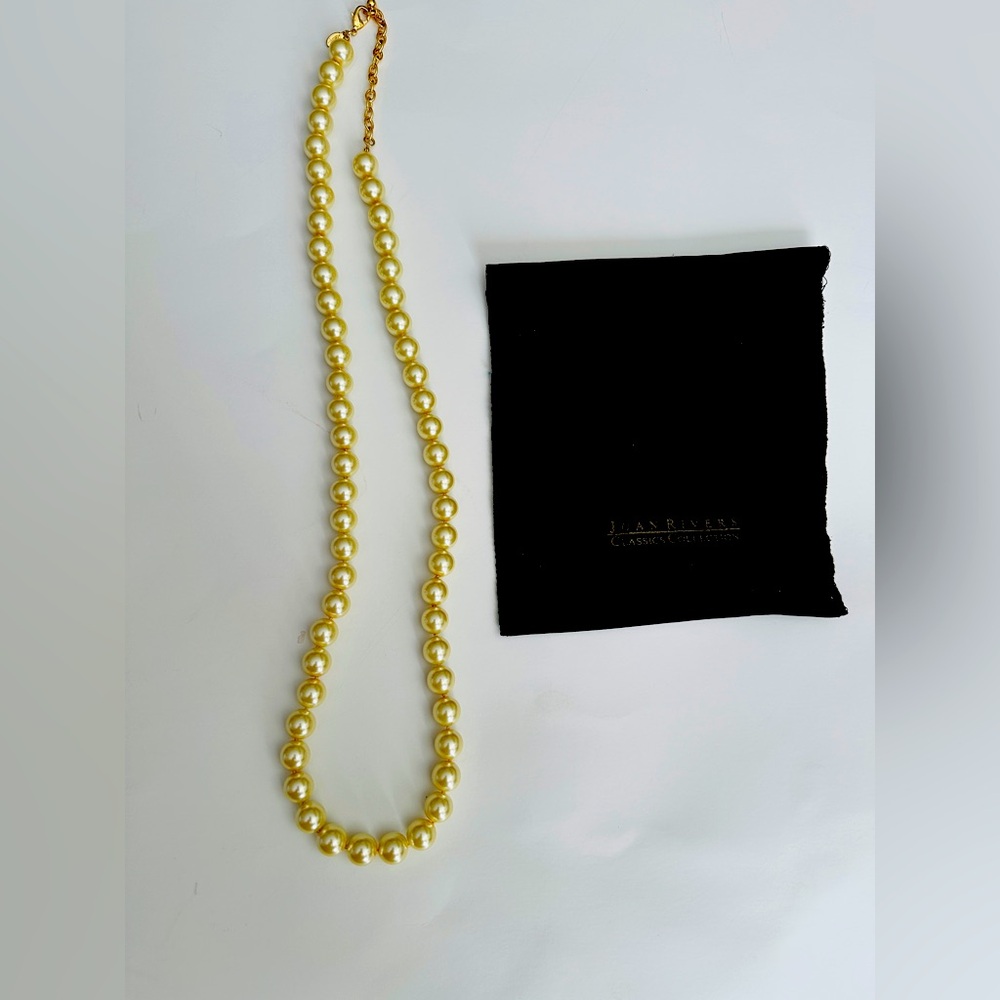 Joan Rivers Necklace Gold Cream Tone Faux Hand Tied Pearl Timeless  32 Inch